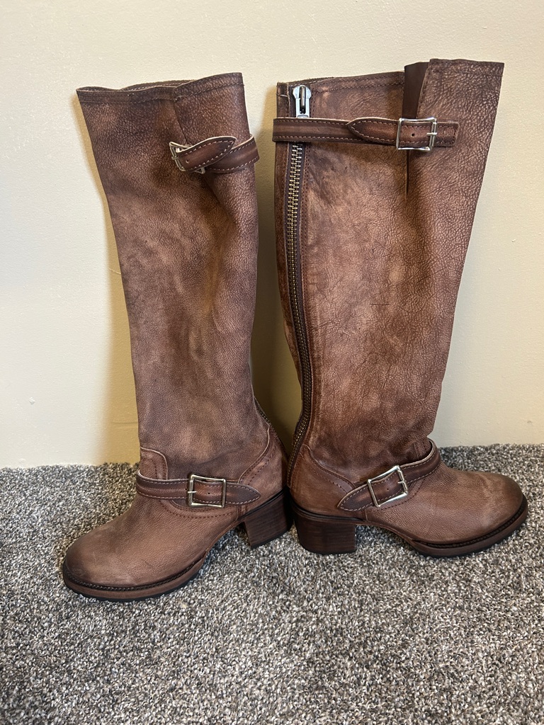 Freebird By Steven “Cody” Brown Leather Knee-High Buckle Boots New
